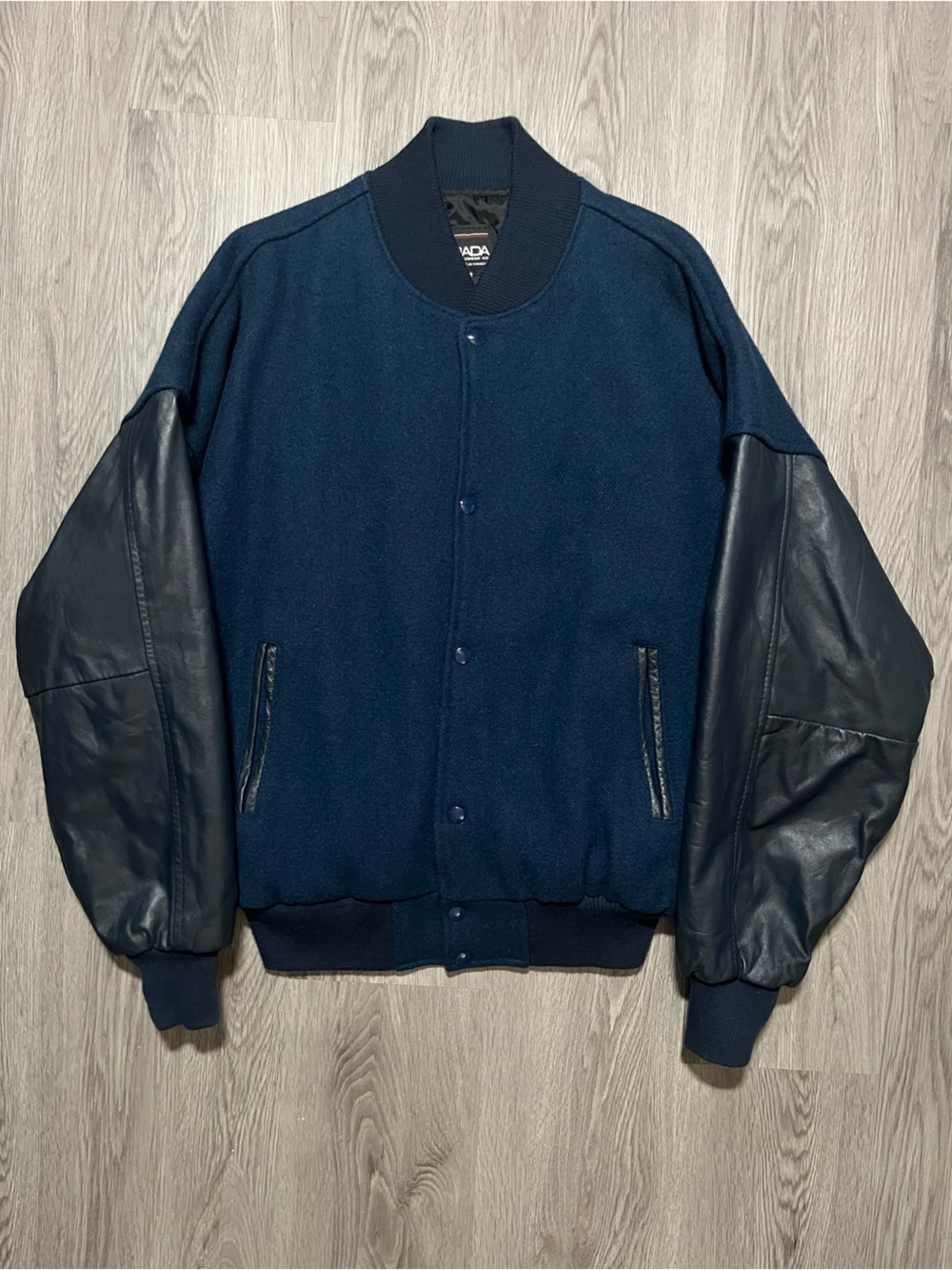 Vintage 90s leather wool varsity button jacket XL Canada Sportswear co.
